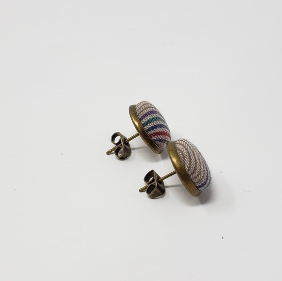 New Handmade | Upcycled Stripe Stud Earrings - Picture 3 of 4